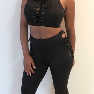 Two piece tube top pants set